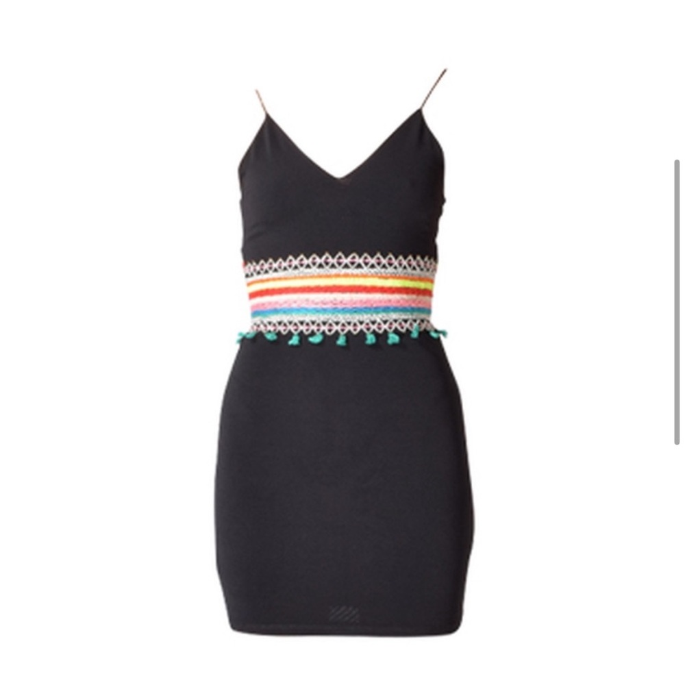 Alice + Olivia open back black mini dress with embroidered details - Picture 5 of 9